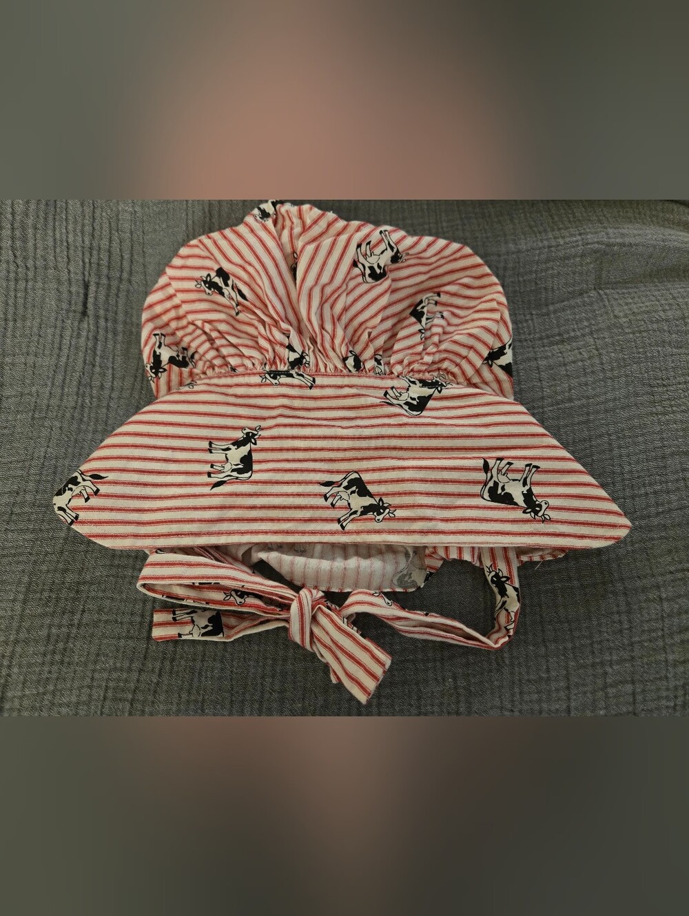 Old Fashioned Bonnet With Cow Print